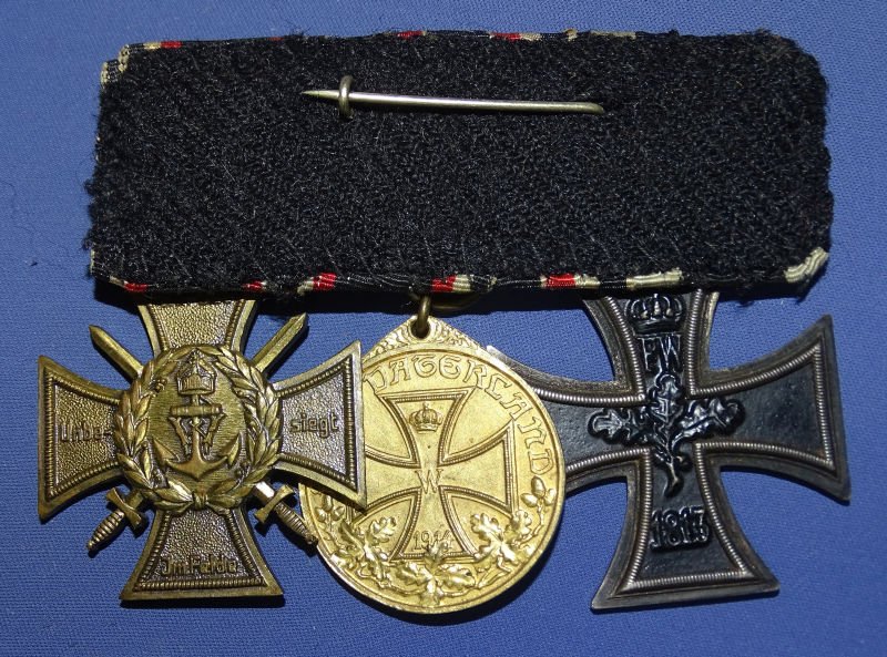 WWI German Three Award Medal Bar With 2 Bar Flanders Cross – YPERN / YSER Bars — image 2