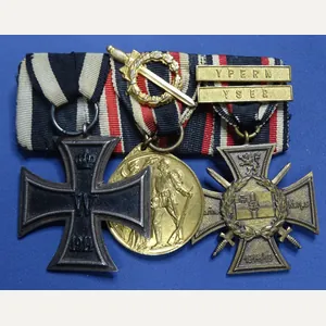WWI German Three Award Medal Bar With 2 Bar Flanders …