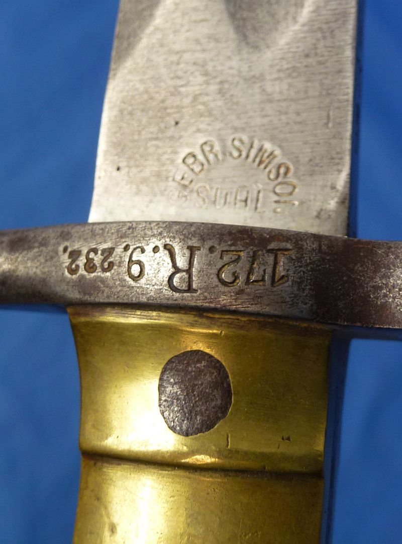 Unit Marked, Dated 1877 Imperial German Model 1871 Bayonet by Sims — image 6
