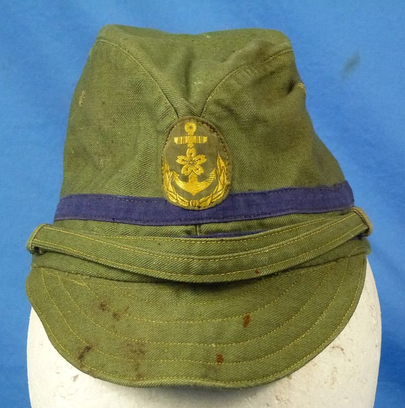 WWII Japanese Navy Officer Green Cotton Field Cap — image 2