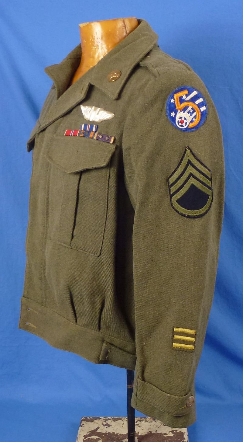 WWII Australian Made 5th Air Force Air Gunner Ike Jacket with Embroidered American Flag — image 3