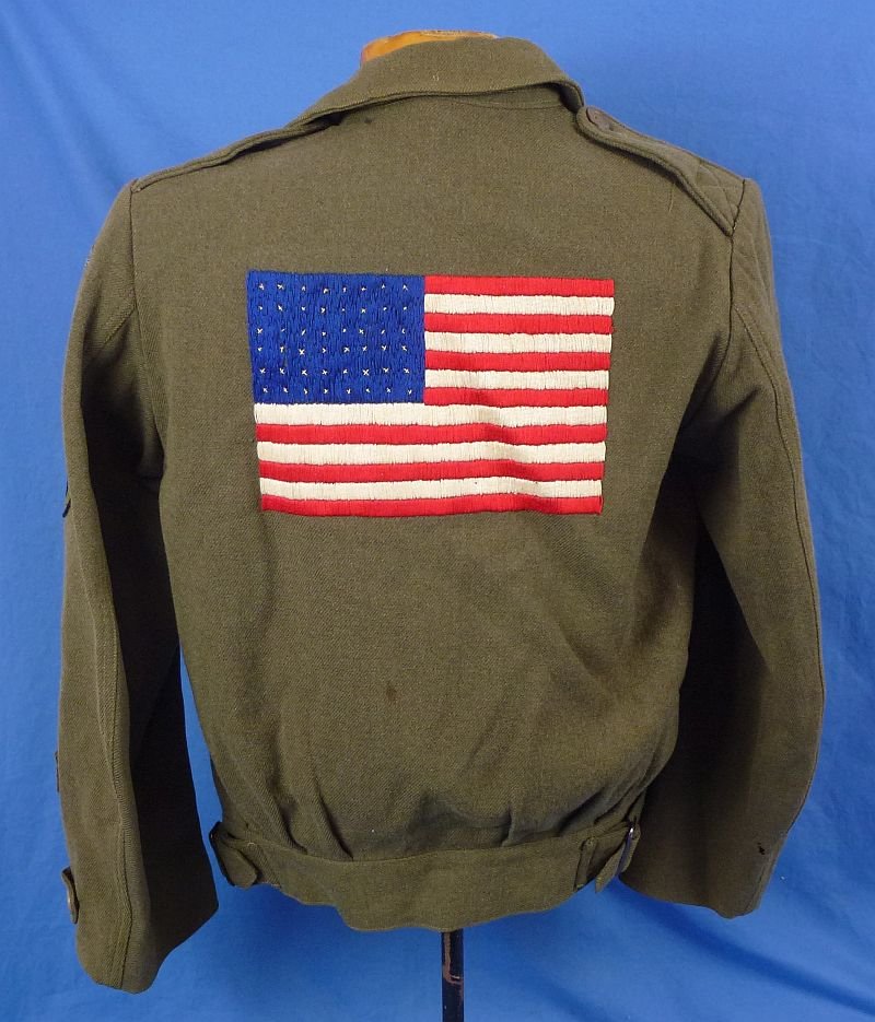 WWII Australian Made 5th Air Force Air Gunner Ike Jacket with Embroidered American Flag — image 4