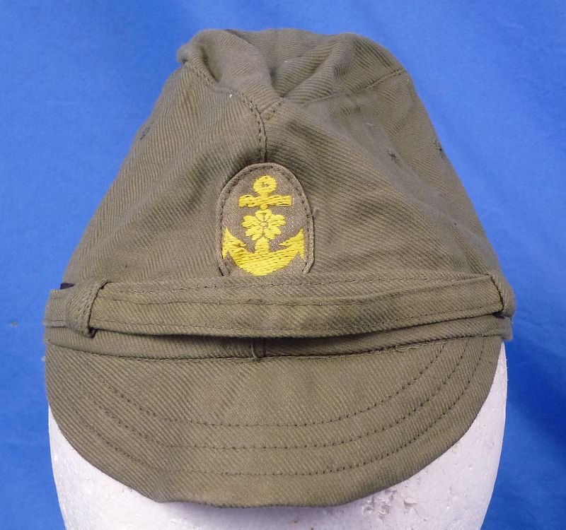 Near Mint Unissued WWII Japanese Navy Chief Petty Officer Green Cotton Field Cap — image 2