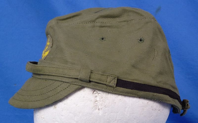 Near Mint Unissued WWII Japanese Navy Chief Petty Officer Green Cotton Field Cap — image 5
