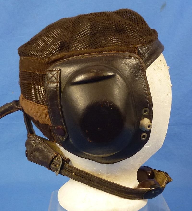 World War II Luftwaffe LKpN101 Summer Flight Helmet with Throat Microphone — image 3