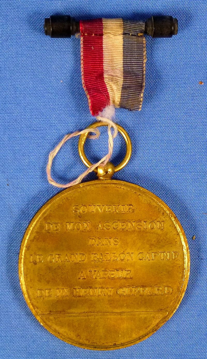 Large 1878 World's Exposition French Balloon Flight Medal — image 2