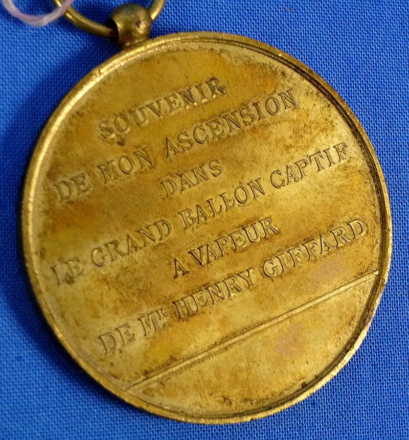 Large 1878 World's Exposition French Balloon Flight Medal — image 3