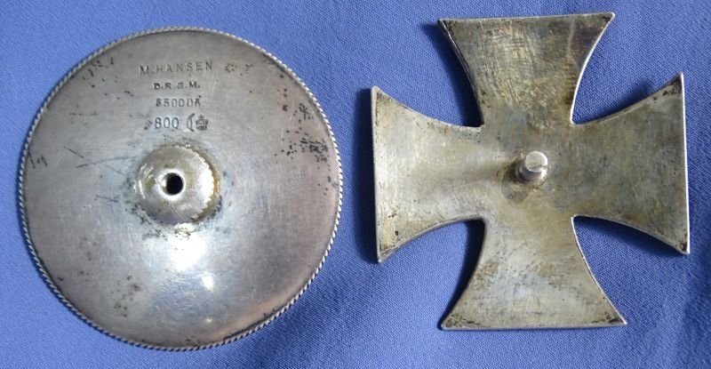 1914 .800 Silver Screw Back Iron Cross 1st Class by Hansen — image 2