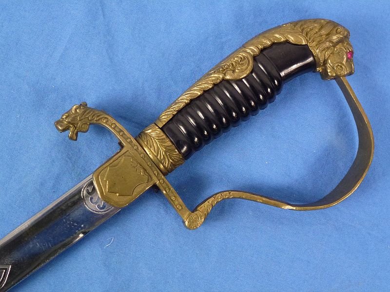 Bulgarian Model 1910 Lion Head Field Marshal Sword with Etched Blade by Carl Eickhorn — image 11