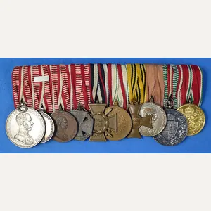 Imperial Austrian 10 Place Medals Bar with Bravery Decorations