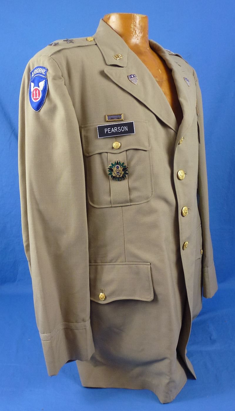 The Uniform Tunic and Visor Cap of Major General George O. Pearson, WWII 11th Airborne Division Combat Comander — image 7