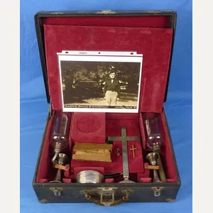 Named WWII Chaplain's Cased Field Communion Service Set