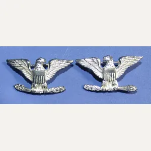 Pair WWII Army Colonels' Sterling Rank Insignia