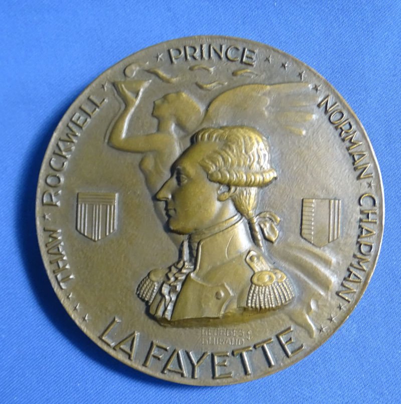 French Bronze 2-3/4 inch Table Medal Honoring The Aircraft Carrier Lafayette — image 2