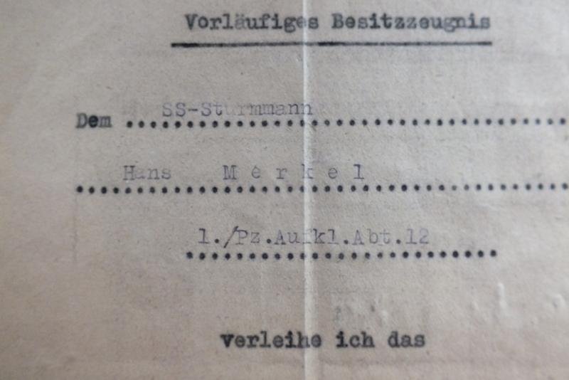 1.Komp.12th SS  HITLERJUGEND AUFKLARUNGS ABTEILUNG CITATIONS SS-STURMBANNFUHRER BREMER SIGNAURE — image 5
