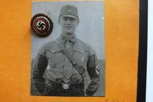 OTTO BUCKA GOLD PARTY BADGE WITH HISTORY