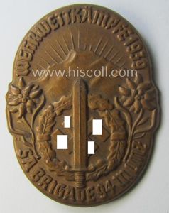 Commemorative, golden-bronze-toned and Austrian-related, SA- (ie. 'Sturmabteilungen'-) related 'tinnie' being …