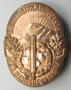 Commemorative, reddish-bronze-toned and Austrian-related, SA- (ie. 'Sturmabteilungen'-) related 'tinnie' being …