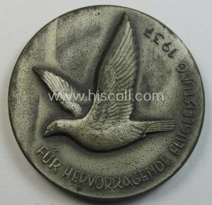 Unusually seen, silver-toned- (ie. typical 'zinc'-based) so-called: 'Reisebrieftaubenwesen e.V.'-related, commemorative-plaque …