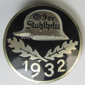 Superb, enamelled lapel-pin: 'Der Stahlhelm' - Bund der Frontsoldaten (Sta) …