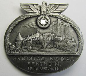 Commemorative, 'N.S.D.A.P.'-related 'tinnie' being a maker- (ie. 'Paulmann & Crone'-) …