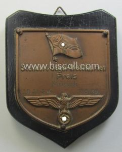 Golden-bronze-toned, so-called: 'nichttragbarer Ehrenpreis' (ie. commemorative-plaque) showing the text: 'Standort-Segel-Wettfahrten …