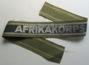 Truly worn, 'BeVo'-like cuff-title (ie. 'Ärmelstreifen') entitled: 'Afrikakorps' being a …