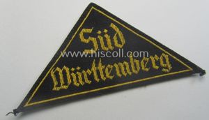 'HJ' ('Hitlerjugend') district-triangle (ie. 'Gebietsdreieck') entitled: 'Süd Württemberg' (being a …