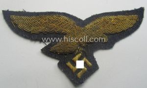 Very detailed, WH (Luftwaffe) general-officers'-type, hand-embroidered breast-eagle (ie. 'Brustadler für …