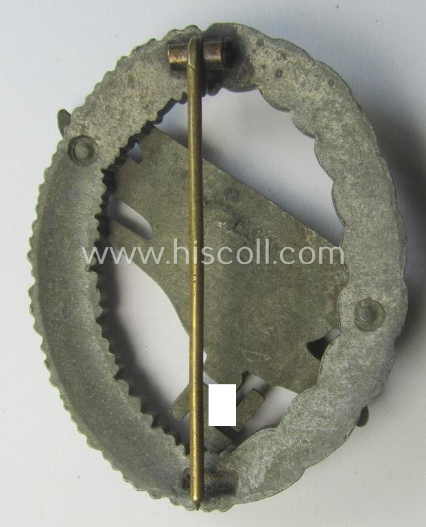 Regrettably incomplete, WH (Luftwaffe) 'Fallschirmschützen-Abzeichen' (or: paratroopers-jumpbadge) being a neatly maker- (ie. 'B&N - L'-) marked- and typical zinc- (ie. 'Feinzink'-) based example by the maker: 'Berg u. Nolte' — image 3