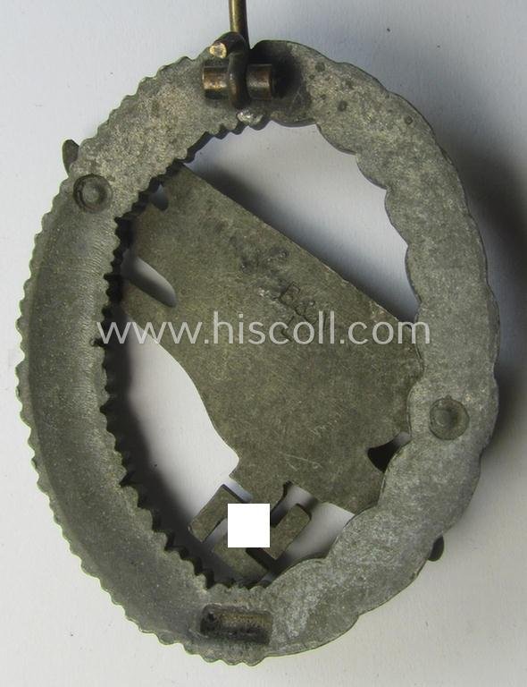 Regrettably incomplete, WH (Luftwaffe) 'Fallschirmschützen-Abzeichen' (or: paratroopers-jumpbadge) being a neatly maker- (ie. 'B&N - L'-) marked- and typical zinc- (ie. 'Feinzink'-) based example by the maker: 'Berg u. Nolte' — image 4