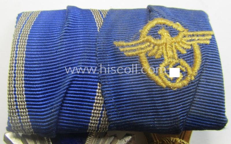 2-pieced, N.S.D.A.P.- and/or: 'Polizei'-related) medal-bar (ie. 'Spange') showing resp. a: 'N.S.D.A.P.-D.A. in Silber' (ie. '2. Stf. für 15 Jahre t.D.') and 'Pol.-Dienstauszeichnung 1. Stf.' that both come period-mounted as a: 'Doppelspange' — image 3