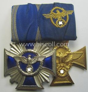 2-pieced, N.S.D.A.P.- and/or: 'Polizei'-related) medal-bar (ie. 'Spange') showing resp. a: …