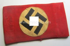 Truly used- and/or worn N.S.D.A.P.-pattern, smooth-woolen-based swastika-armband (ie. 'Armbinde') that …