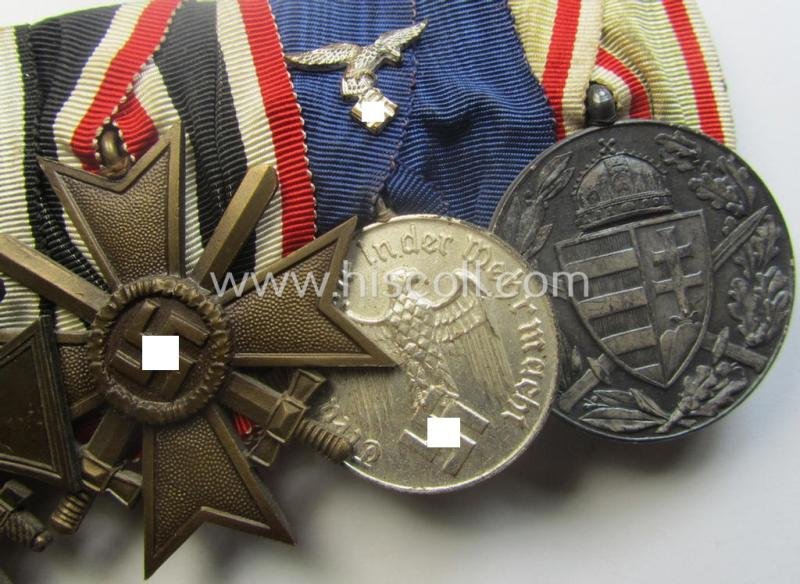 5-pieced, WWI- (ie. TR-) period, WH (Luftwaffe) medal-bar (ie. 'Ordenspange') resp. depicting an: 'EKII.Kl.', an: 'FKK 14-18 m. Schw.', a: 'KvK II.Kl. m. S.', a: WH (LW) 'DA 4. Stf. ' and an Austrian WWI-commemorative medal — image 3