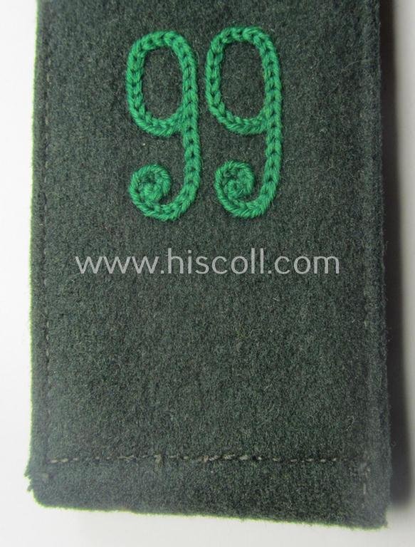 Single, WH (Heeres) EM-type (ie. 'M36-/M40'-pattern- and 'pointed styled-') 'cyphered' shoulderstrap as was intended for usage by a: 'Soldat des Gebirgsjäger-Rgts. 99' — image 2