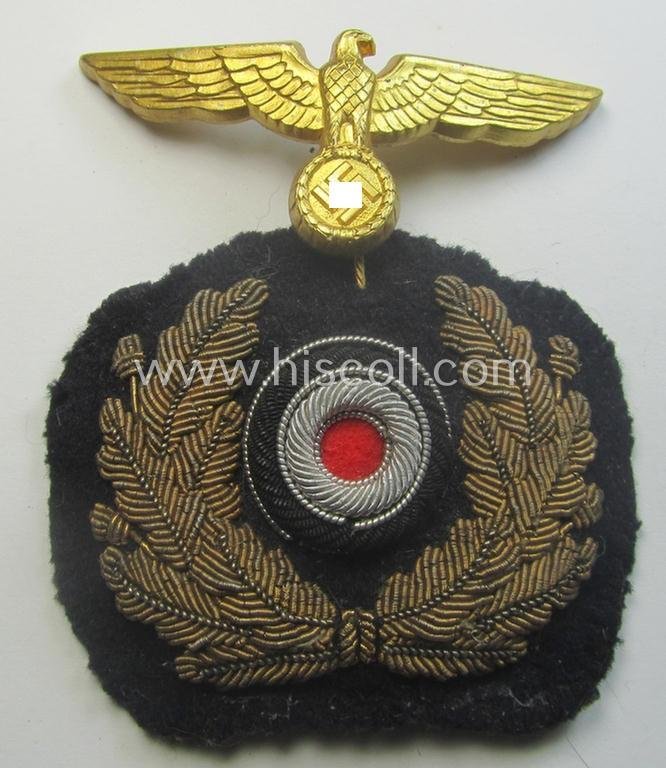 Fully matching - and scarcely encountered! - WH (Kriegsmarine) NCO- (ie. officers'-) type visor-cap insignia-set for attachment onto the various NCO- ie. officers'-type visor-caps (ie. 'Schirmmützen') — image 2