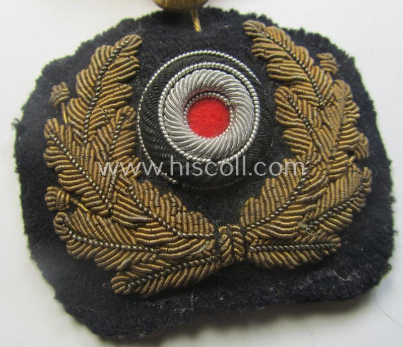 Fully matching - and scarcely encountered! - WH (Kriegsmarine) NCO- (ie. officers'-) type visor-cap insignia-set for attachment onto the various NCO- ie. officers'-type visor-caps (ie. 'Schirmmützen') — image 3