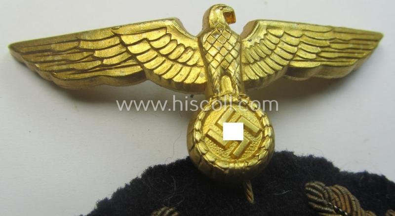 Fully matching - and scarcely encountered! - WH (Kriegsmarine) NCO- (ie. officers'-) type visor-cap insignia-set for attachment onto the various NCO- ie. officers'-type visor-caps (ie. 'Schirmmützen') — image 4