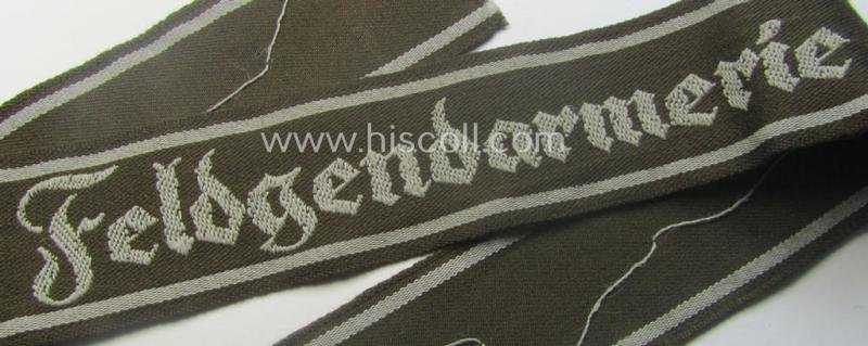 WH (Heeres) cuff-title ie. armband (ie. 'Ärmelstreifen') entitled: 'Feldgendarmerie' (being a typical 'semi-BeVo'-woven example) — image 3