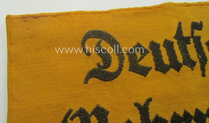 Linnen-based- and/or neatly 'BeVo'-woven, golden-yellow-coloured armband (ie. 'Armbinde') entitled: 'Deutsche Wehrmacht' as was intended for (civilian) staff-members serving within the German armed forces ie. 'Deutsche Wehrmacht' — image 2