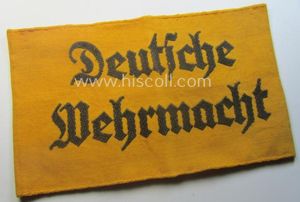 Linnen-based- and/or neatly 'BeVo'-woven, golden-yellow-coloured armband (ie. 'Armbinde') entitled: 'Deutsche …