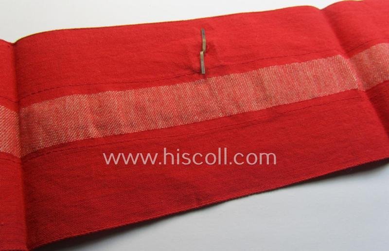 Very unusual - and most certainly not often seen! - EM- (ie. NCO-) pattern (I deem) 'Reichsluftschutzbund' (ie. 'RLB'-) service-armband showing the interwoven text: 'Pflichtfeuerwehr' — image 3