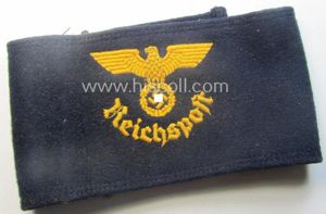 Darker-blue-coloured- and/or woolen-based so-called: 'Reichspost'-related armband (ie. 'Armbinde') being of …