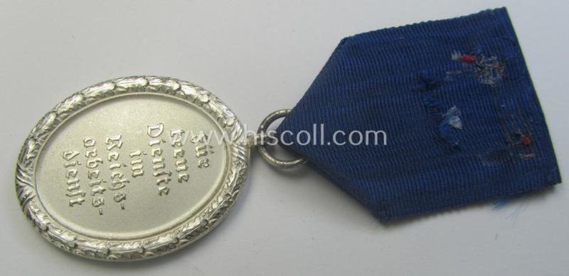 RAD (ie. 'Reichsarbeitsdienst') so-called: 'Dienstauszeichnung 3. Stufe für Männer' (as was intended for 12 years loyal-service) and that came mounted onto its period piece of ribbon (ie. 'Bandabschnitt') — image 3