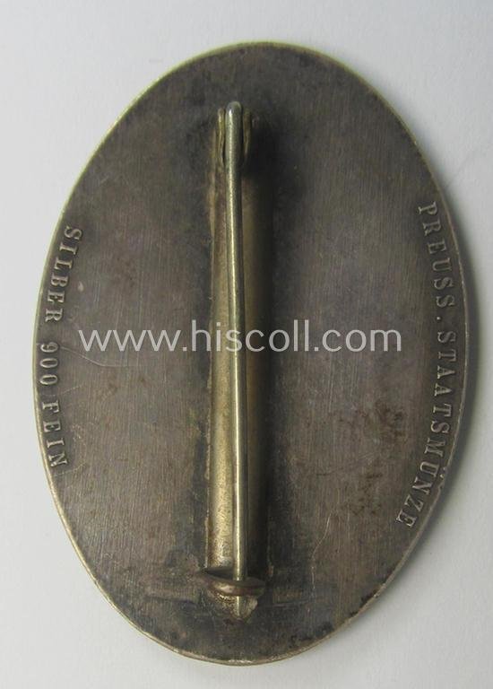 Pre-war-period- and/or genuine silver-based (ie. '900'-stamped), so-called: 'Erinnerungszeichen Verdienste um das Feuerlöschwesen 1934' being a very detailed- and maker- (ie. 'Preuss. Staatsmünze'-) marked, example — image 2