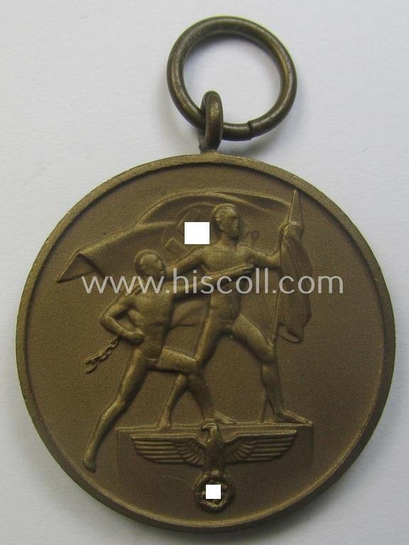WH Czech-occupation- (ie. 'Anschluss'-) medal: '1. Oktober 1938' being a neat (and virtually mint!) example that came together with its full-length ribbon as issued and/or recently found — image 2