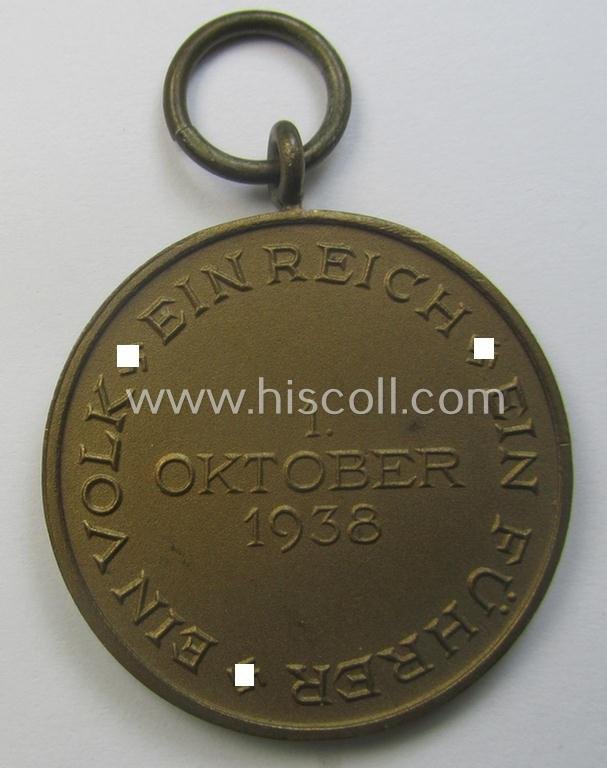 WH Czech-occupation- (ie. 'Anschluss'-) medal: '1. Oktober 1938' being a neat (and virtually mint!) example that came together with its full-length ribbon as issued and/or recently found — image 4