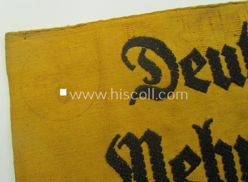 Linnen-based- and/or neatly 'BeVo'-woven, golden-yellow-coloured armband (ie. 'Armbinde') entitled: 'Deutsche Wehrmacht' as was intended for (civilian) staff-members serving within the German armed forces ie. 'Deutsche Wehrmacht' — image 2