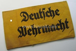 Linnen-based- and/or neatly 'BeVo'-woven, golden-yellow-coloured armband (ie. 'Armbinde') entitled: 'Deutsche …